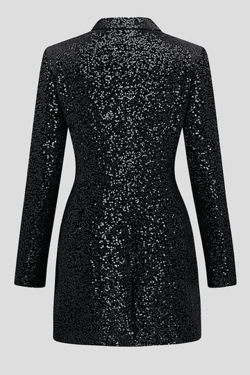 Blazer de mangas largas negras con lentejuelas brillantes